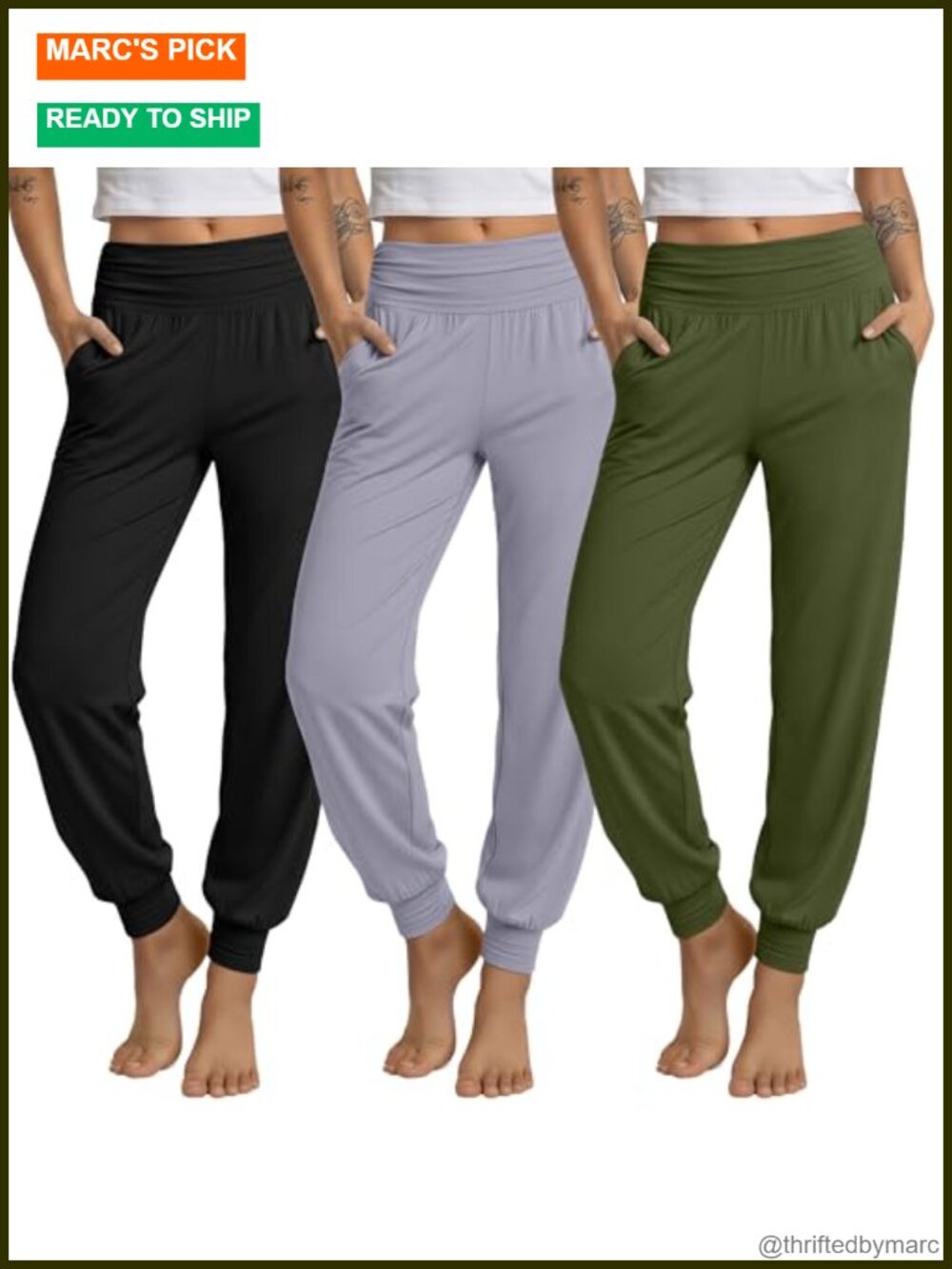 3 Pack Women's High Waist Joggers Loose Yoga Pants with Pockets Stretchy